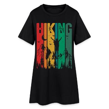 Wandern - Frauen T-Shirt-Kleid - Schwarz - Vorne