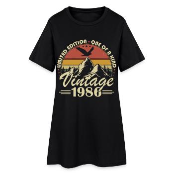 Original 1986 Jahrgang Vintage Geburtstag Retro - Frauen T-Shirt-Kleid - Schwarz - Vorne