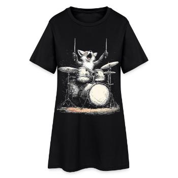 Renard Tambours Batteur Musique Rock Faune - Robe T-shirt Femme - noir - Devant