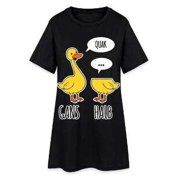 Gans - Halb -Halbe Gans kann nicht sprechen - Frauen T-Shirt-Kleid - Schwarz - Vorne