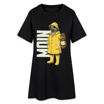 MOIN Seehund im Friesennerz - Frauen T-Shirt-Kleid - Schwarz - Vorne