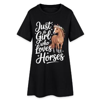Chemise cheval mignonne pour filles et femmes - Robe T-shirt Femme - noir - Devant