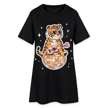 Tiger Disco Ball Groovy Retro Costume des années 80 - Robe T-shirt Femme - noir - Devant