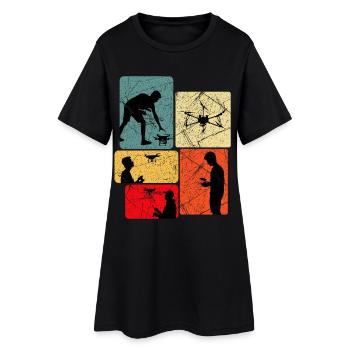 Drones Flying Saying Gift Idea - Women’s T-Shirt Dress - black - Front
