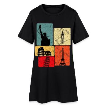 Tour du monde - Robe T-shirt Femme - noir - Devant