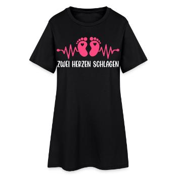 Future maman DEUX COEURS BATTENT Drôle - Robe T-shirt Femme - noir - Devant