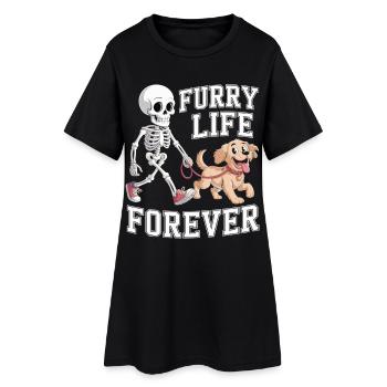 Squelette avec chien - Cadeau pour les amoureux des animaux - Robe T-shirt Femme - noir - Devant