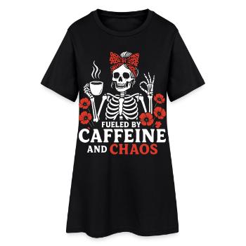 Mère Caféine Maman Squelette Café - Robe T-shirt Femme - noir - Devant
