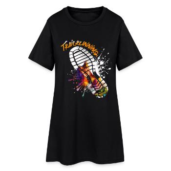 Course sur sentier. Sortez dans la nature. - Robe T-shirt Femme - noir - Devant