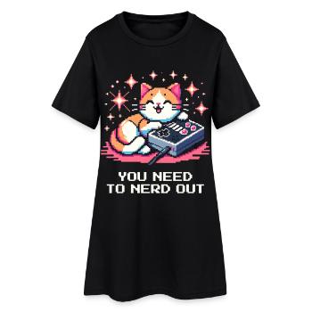 Vous avez besoin de paniquer | Nerd, Chat, Arcade - Robe T-shirt Femme - noir - Devant