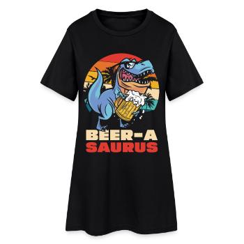 BeerA Saurus Dino mit Bierkrug - Frauen T-Shirt-Kleid - Schwarz - Vorne