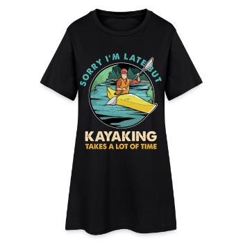 Sorry I’m Late – Humour sur le kayak - Robe T-shirt Femme - noir - Devant