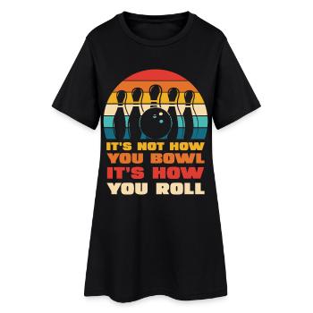 Retro Bowling Roll-Style - Frauen T-Shirt-Kleid - Schwarz - Vorne