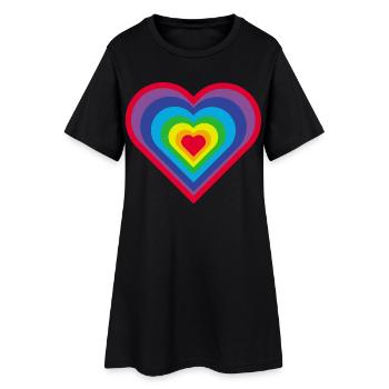 Rainbow Heart - Women’s T-Shirt Dress - black - Front