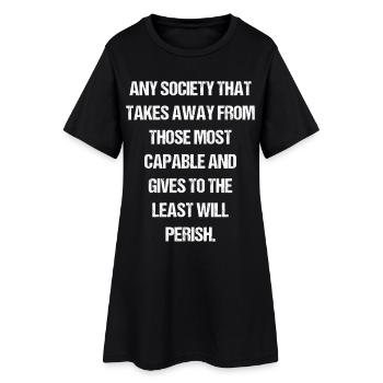 toute société qui prive ces - Robe T-shirt Femme - noir - Devant
