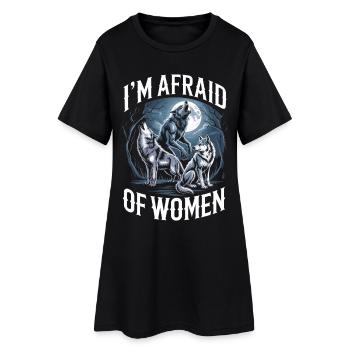 J’ai peur des femmes – Les loups et la pleine lune - Robe T-shirt Femme - noir - Devant
