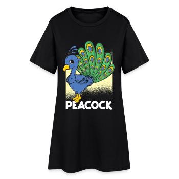 Dessin animé du paon - Robe T-shirt Femme - noir - Devant