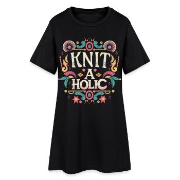 Accro à la maille - Robe T-shirt Femme - noir - Devant