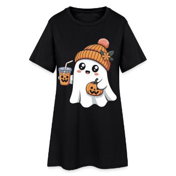 Ghost Pumpkin Spice Latte Halloween Fun - Women’s T-Shirt Dress - black - Front
