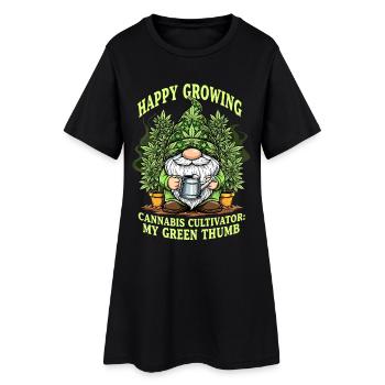 Happy Growing Cannabis Dwarf Noël - Robe T-shirt Femme - noir - Devant