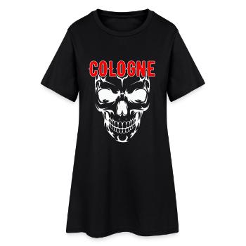 Kölner Schädel mit roter COLOGNE Schrift - Frauen T-Shirt-Kleid - Schwarz - Vorne