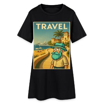 Affiche de voyage Art déco avec grand-père en Méditerranée - Robe T-shirt Femme - noir - Devant