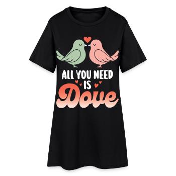 Jeu De Mots Oiseau Tourterelle Humour - Robe T-shirt Femme - noir - Devant