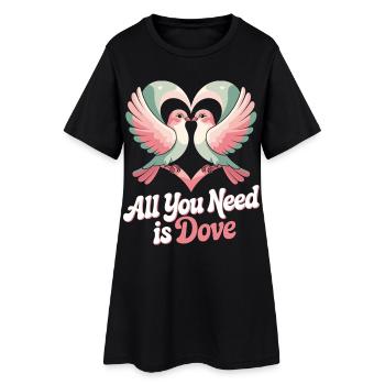 Jeu De Mots Oiseau Tourterelle Humour - Robe T-shirt Femme - noir - Devant
