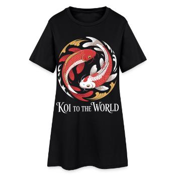 Humour Poisson Koi Japonais Asiatique - Robe T-shirt Femme - noir - Devant