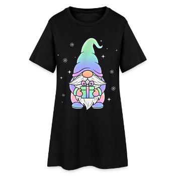 Gnome de Noël Pastel Dégradé - Robe T-shirt Femme - noir - Devant