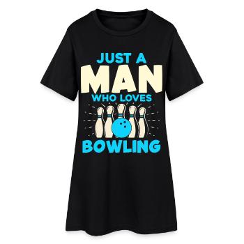 Mann der Bowling liebt Bowling Pins - Frauen T-Shirt-Kleid - Schwarz - Vorne