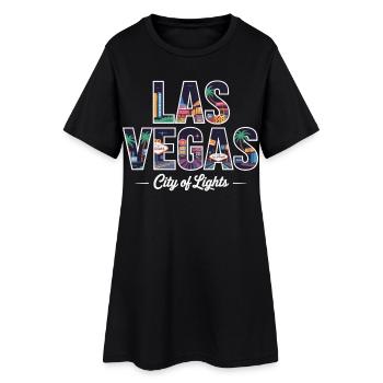 Las Vegas Ville Lumière – Casino Rétro - Robe T-shirt Femme - noir - Devant