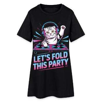 DJ Humor Tier Schottisch Fold Chat - Frauen T-Shirt-Kleid - Schwarz - Vorne