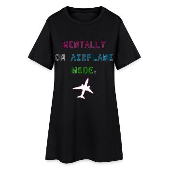 Mentalement en mode avion - Robe T-shirt Femme - noir - Devant