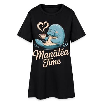Lamantin Animal Marin Océan Adore Thé - Robe T-shirt Femme - noir - Devant