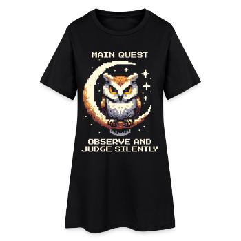 Main Quest: Observe & Judge Silently | Owl - Women’s T-Shirt Dress - black - Front