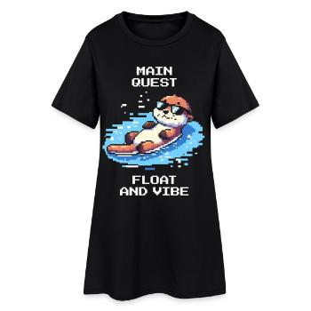 Quête principale : Dérive et ambiance | Frisson de la loutre - Robe T-shirt Femme - noir - Devant
