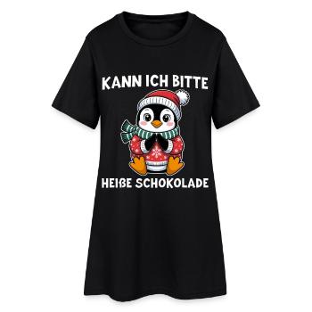 Pingouin au chocolat chaud au chapeau de Père Noël - Robe T-shirt Femme - noir - Devant