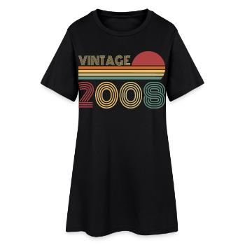 Vintage 2008 Jahrgang Retro Geburtstag Geschenk - Frauen T-Shirt-Kleid - Schwarz - Vorne