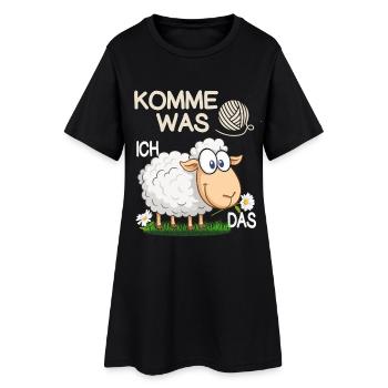 Lustiger Spruch Komm Was Wolle Ich Schaf das - Frauen T-Shirt-Kleid - Schwarz - Vorne