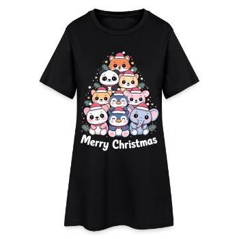Sapin de Noël animal – Animaux de Noël mignons - Robe T-shirt Femme - noir - Devant
