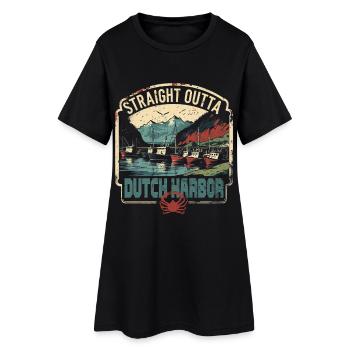 Alaska Königskrabben Straight Outta Dutch Harbor - Frauen T-Shirt-Kleid - Schwarz - Vorne