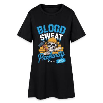 Col bleu Ouvrier Ouvrier du bâtiment - Robe T-shirt Femme - noir - Devant