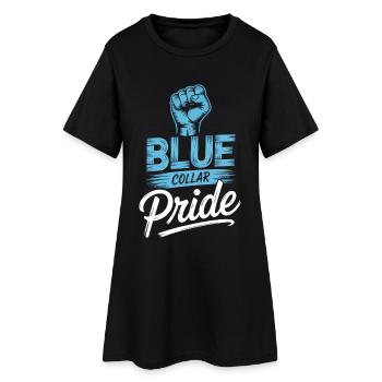 Col bleu Ouvrier Ouvrier du bâtiment - Robe T-shirt Femme - noir - Devant
