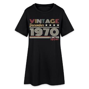 Cadeau Décembre 1970 - Robe T-shirt Femme - noir - Devant