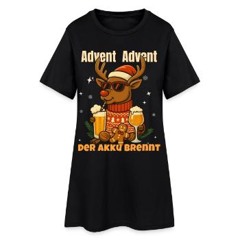Avent Avent – La batterie brûle | Noël drôle - Robe T-shirt Femme - noir - Devant