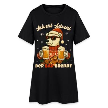 Advent Advent – Der Bär brennt - Frauen T-Shirt-Kleid - Schwarz - Vorne