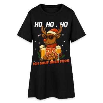 Funny Reindeer Christmas Beer Design - Women’s T-Shirt Dress - black - Front