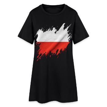 Flagge Polens, zerrissener Stil - Frauen T-Shirt-Kleid - Schwarz - Vorne