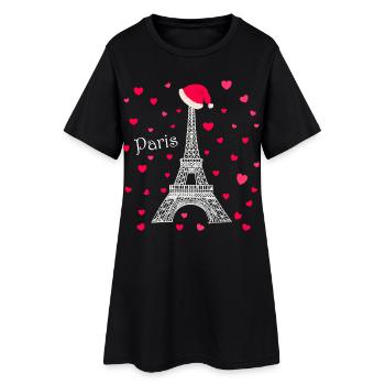 Paris Love Spark Eiffel Tower Christmas - Women’s T-Shirt Dress - black - Front